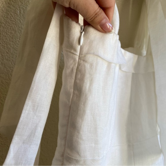 Dissh Aisle White Linen Bow Mini Dress Tie Straps Bridal - Picture 10 of 13